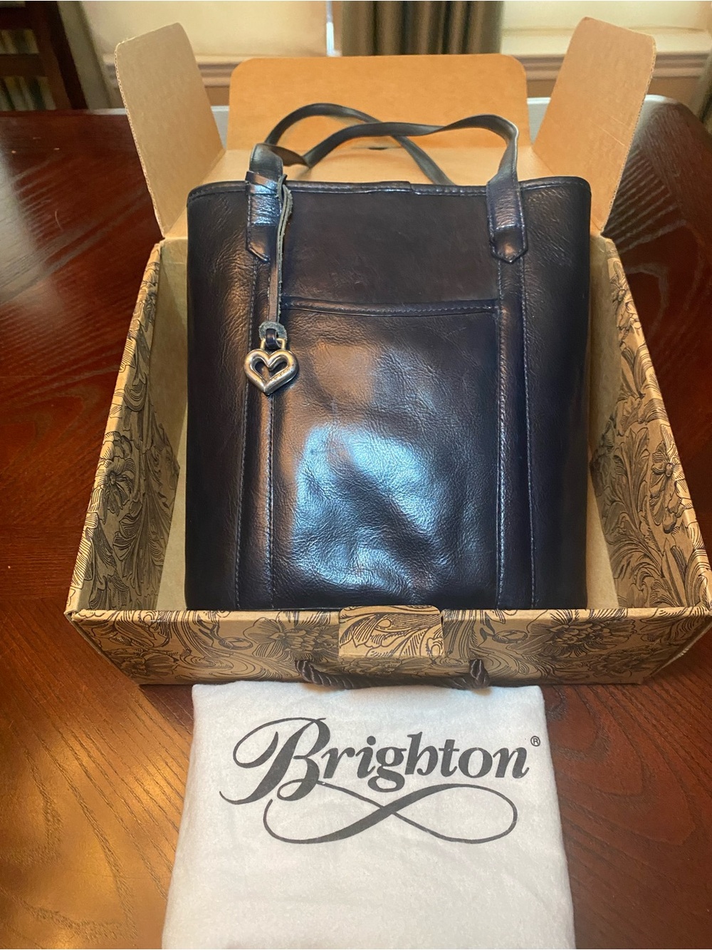 Brighton Paige Navy Leather Crossbody/Shoulder bag with original box & dust bag